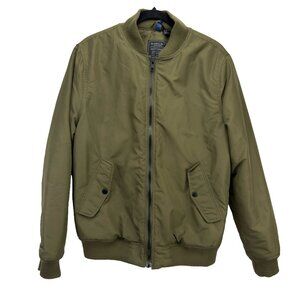 H&M Divided Full Zip Long Sleeves Ribbed Olive Green Bomber Jacket Size M